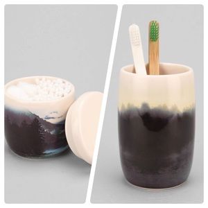 UO photo-print canister+toothbrush holder